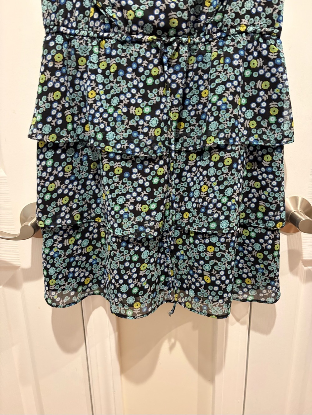 Xhilaration Navy Floral Tiered Mini Dress - Picture 3 of 6